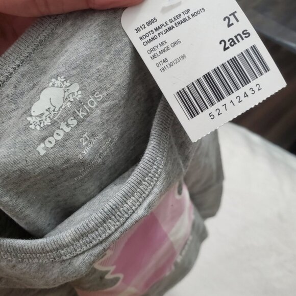 Roots kids Grey and plaid pink maple leaf long-sleeved shirt - Picture 3 of 5